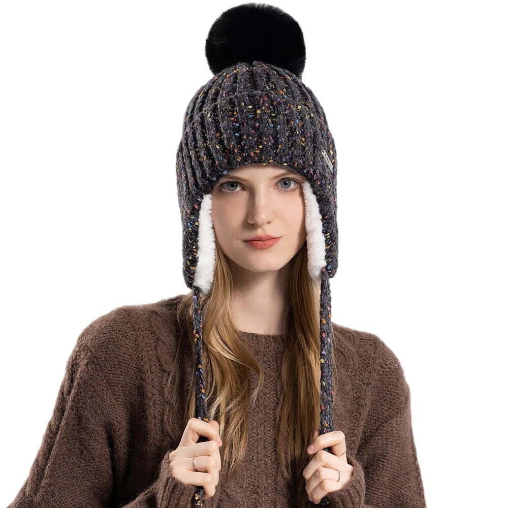 6624 Winter Sherpa Beanie Hats Knit Ear Flaps Peruvian Cover Ears Fleece